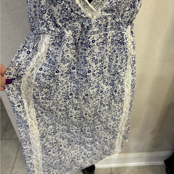 Blue and White Lace Slip Dress - Picture 2 of 4